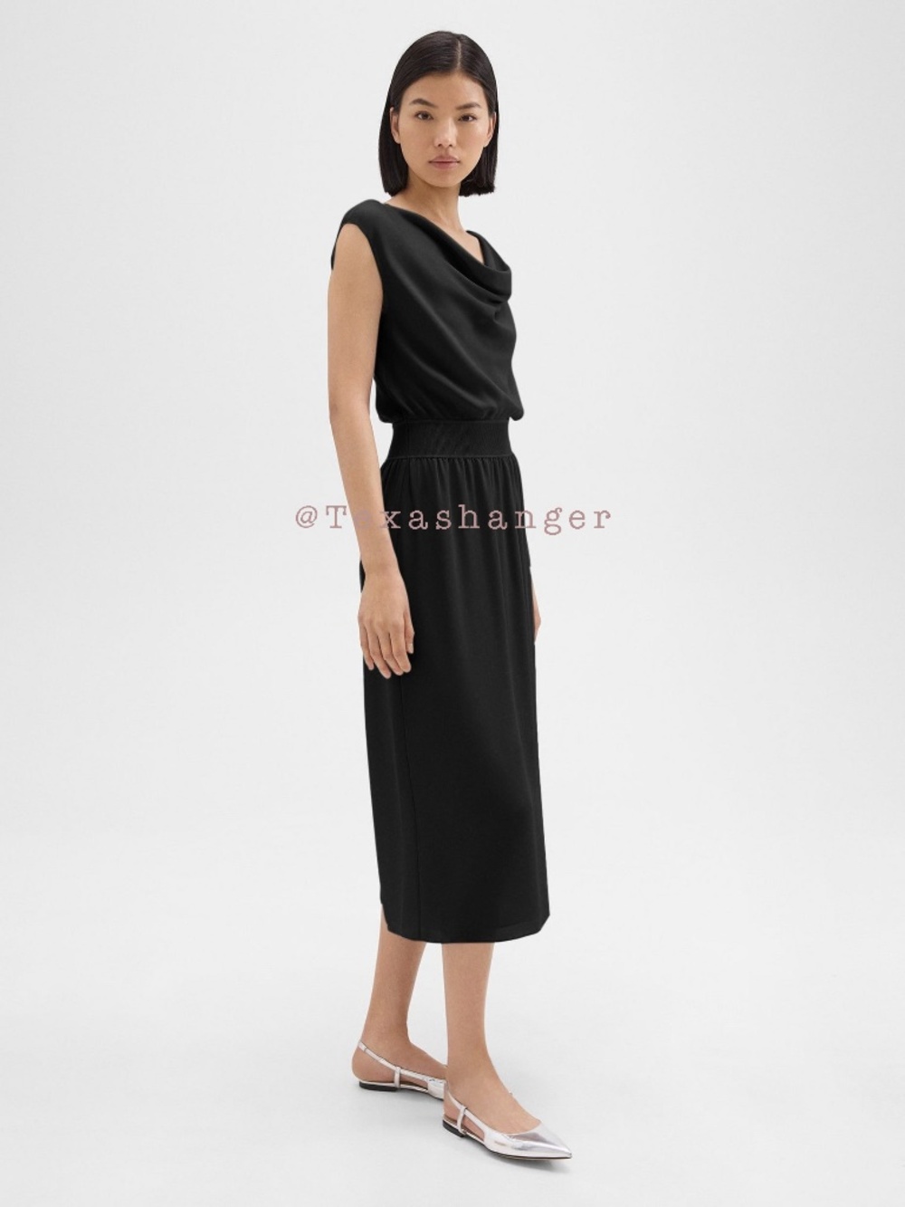 NWT Theory Cowl Neck Dress S Small Black